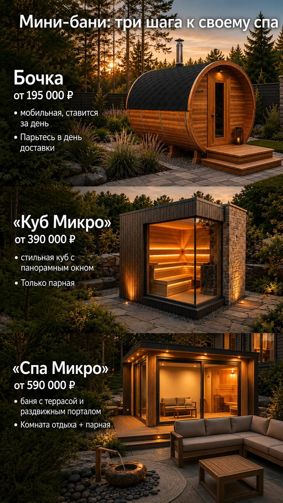Бани — Баня-бочка / Куб Микро / Спа Микро
